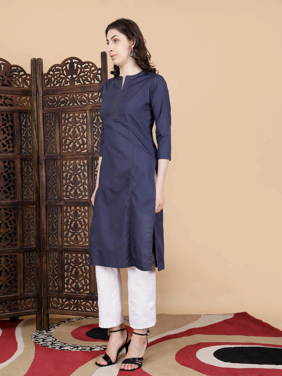 Full Look of Rabric Premium Cotton Long Kurti for Women