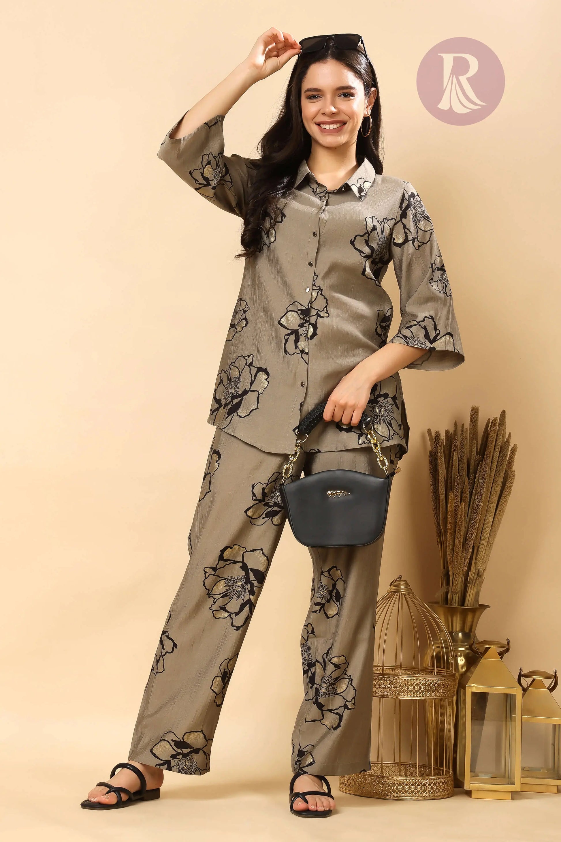 Rabric Women’s Casual Wear Co-ord Outfit Beige