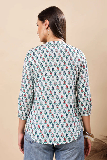Back view of Rabric Premium Floral Short Top for Women