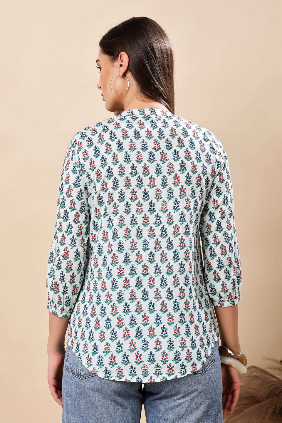 Back view of Rabric Premium Floral Short Top for Women