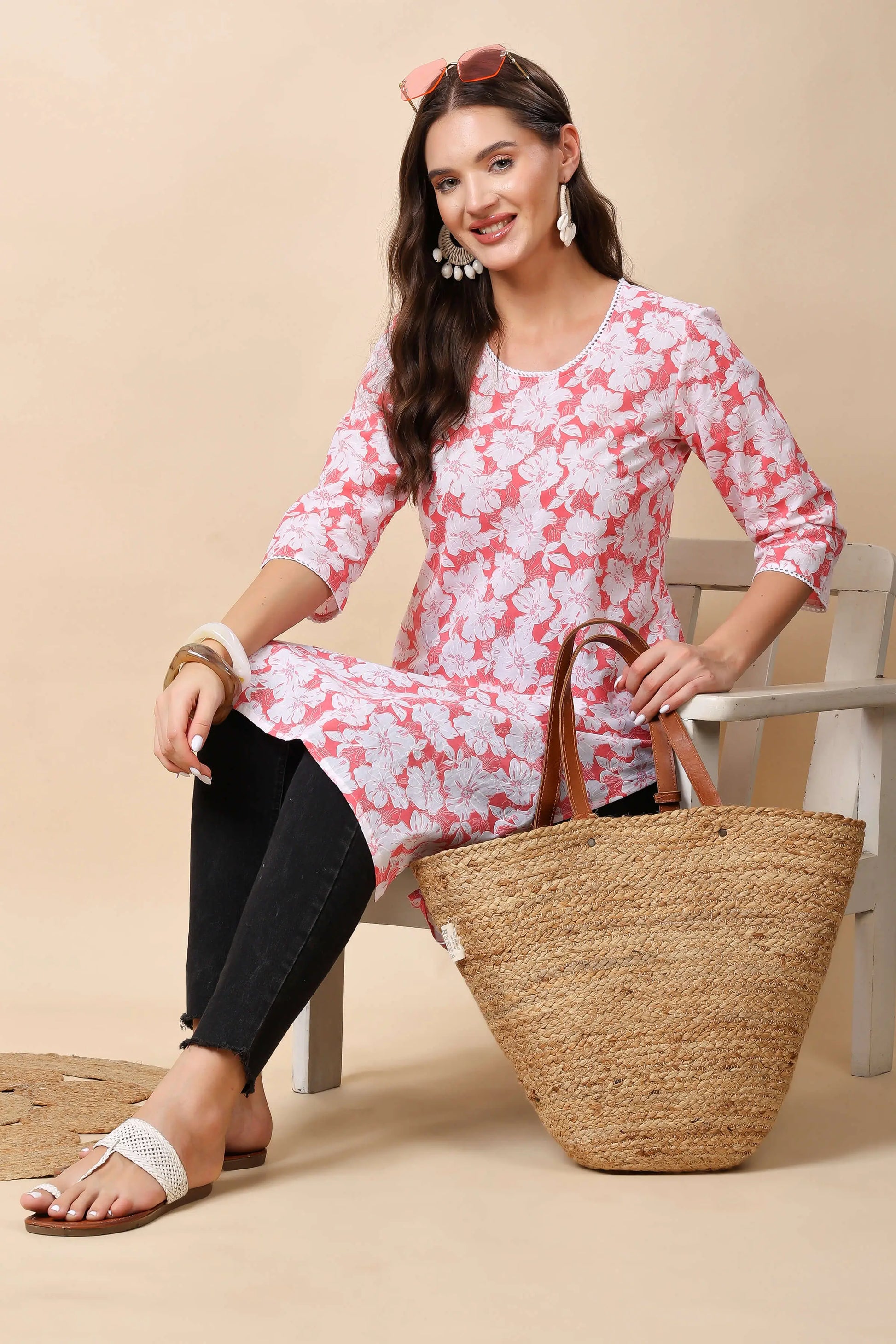 Premium Floral Cotton Kurti for Office and Casual Wear by Rabric