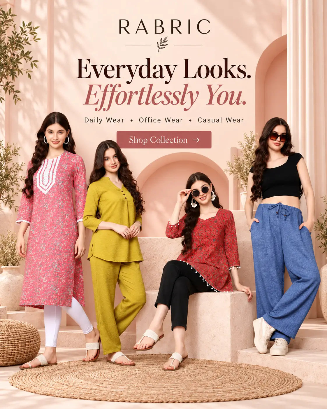 RABRIC women's daily wear kurtis, co-ord sets and cotton dupatta sets for everyday styling
