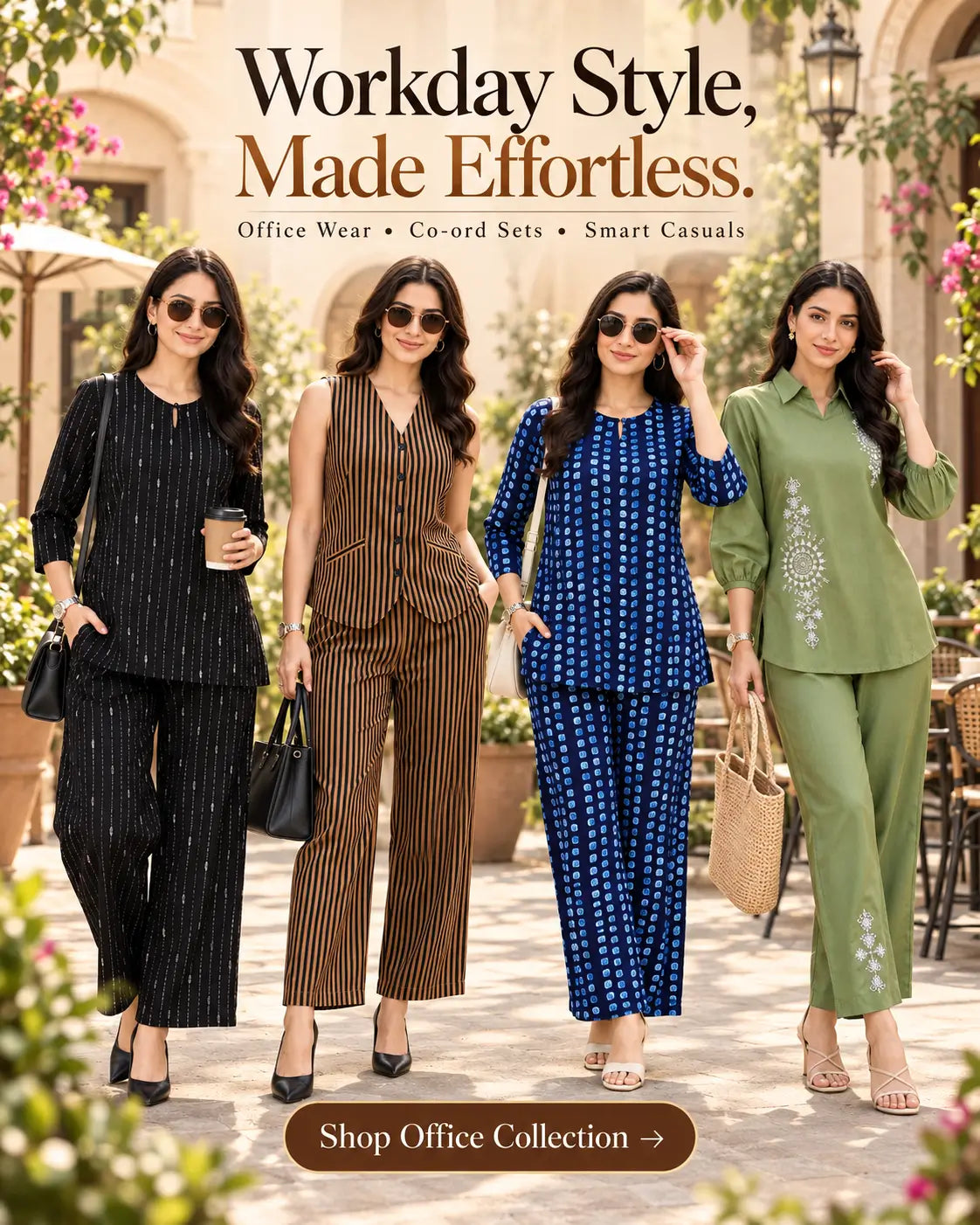 RABRIC women's stylish office wear co-ord sets for comfortable everyday workwear