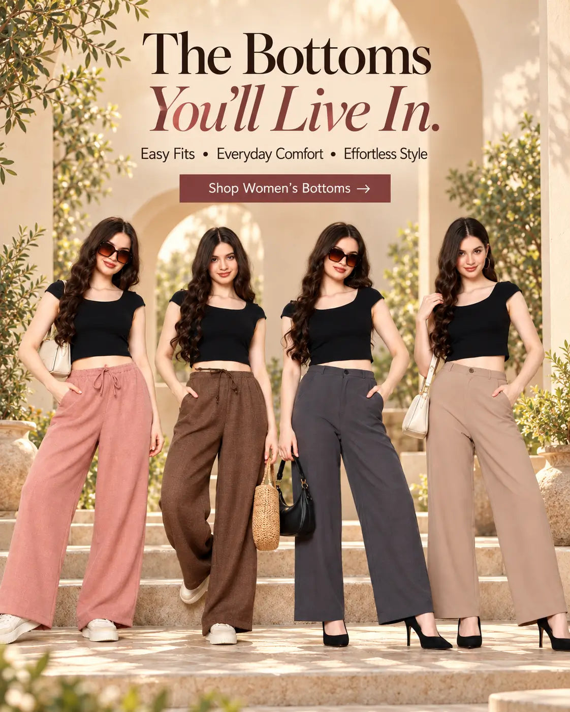 RABRIC women's comfortable trousers and bottoms for office, daily and casual wear