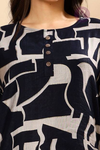 Close-up of soft vertican silk fabric used in Rabric co-ord set